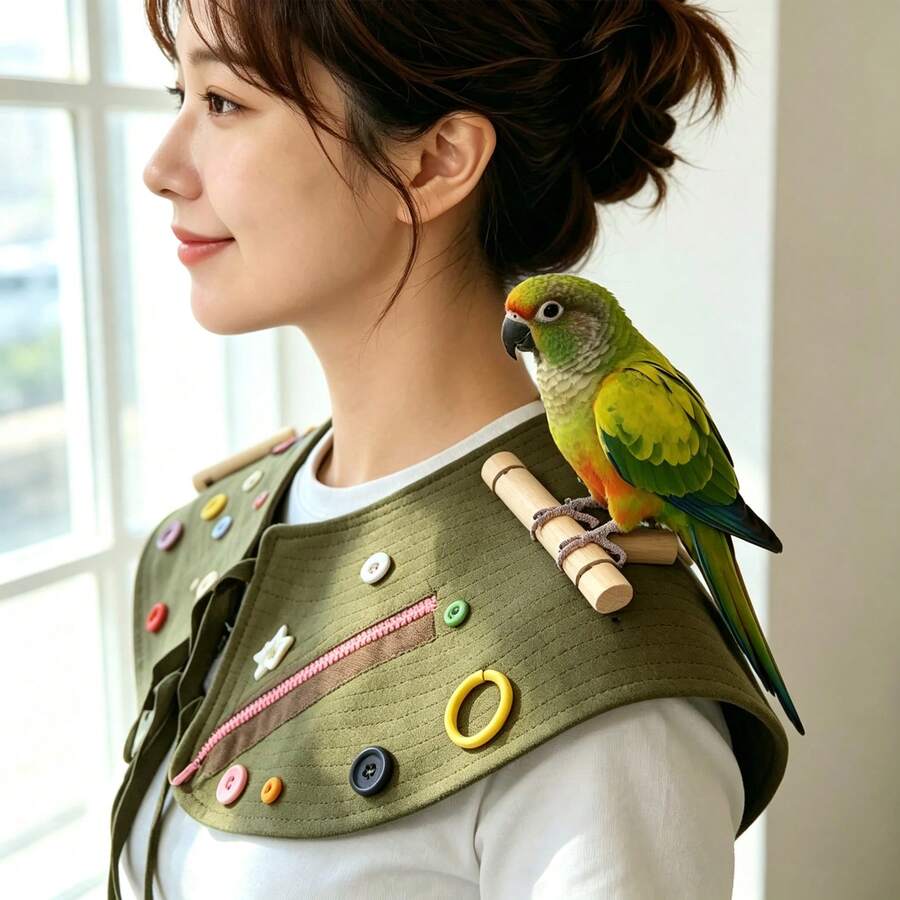寵物鸚鵡互動披肩|防抓傷、防咬、耐鳥糞、易清潔|小批量手工製作,鳥類飛行訓練用品 - A+B - 查看 1