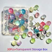 15Pcs/30Pcs Creative Transparent Glitter Ball Push Pins, INS Style Crystal Ball Shiny Thumbtacks, Suitable For Photo Wall Decoration, Felt Board Decoration, Cork Board Decoration, Bulletin Board Decoration - Random Color - View 14