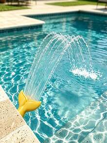 1pc Mermaid Tail Pool Fountain Nozzle, Whale Tail Pool Fountain, Threaded Pool Return Outlet, Direct Screw-On Installation, Uses Pool Circulation Water Pressure To Create Fan-Shaped Waterfall Water Curtain, Oxygenates Pool Water And Lowers Water Temperature, Creates Beautiful Water Landscape Decoration. Summer Essential. Dual Use For Outdoor Private Pool And Garden Water Landscape Decoration, Summer Pool Atmosphere Decoration Accessory. - Multiple Styles - View 6