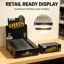 New OHIS Portable 114 Size White Rolling Papers | 20 Booklets Total 1000 Sheets, 50 Sheets Per Booklet, Classic Ultra-Thin Natural Wood Pulp Material, Even And Smooth Burn, Portable Travel Design, Preferred For Hand-Rolling Enthusiasts, Suitable For Daily Leisure, Birthday Parties, Gatherings, Also Can Be Used As Creative Gifts For Weddings, Mother's Day, Father's Day, Valentine's Day - Black - View 4
