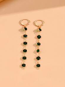 1 Pair Colorful Water Drop Tassel Earrings, Fashionable Colorful Rhinestone Sweet Long Earrings, Lightweight Luxury High-End Earrings For Women - Tassel Earrings - View 9