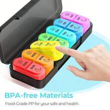 Portable Weekly Pill Organizer, Medication Storage Box, Clear Sun And Moon Icons To Prevent Missed Doses, Compact Pill Box, Easy Open And Close Design, Waterproof And Moisture-Proof, Suitable For Travel, Office And Christmas Gift - one-size - View 4