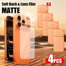 (4片霧面鏡頭保護貼 + 4片霧面背膜) 8合1，適用於 iPhone 17 Pro/17 Pro Max 系列，霧面底膜與霧面背膜，防指紋、觸感滑順、易安裝、相機保護、極簡設計 - 無色 - 查看 9