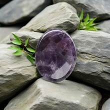 2pcs/1set Brazilian Amethyst & Mexican Obsidian Perfect Combination, Palm Stone, Massage Stone, Hot Compress Stone, Pocket Stone, Thumb Stone, Creative Gift Choice - Amethyst & Obsidian - View 6