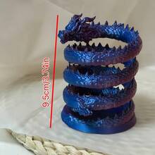 Tempat Pena Naga Cetak 3D, Kotak Penyimpanan Meja Dua Warna Berkilau, Kerajinan Cetak 3D Kreatif, Desain Naga Melingkar 3D - Gradien Biru Ungu, Tahan Lama dan Anti Jatuh, Cocok untuk Meja atau Meja Kantor, Kotak Penyimpanan Pena Ballpoint - naga - View 3