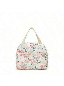 3pcs Nylon Floral Print Backpack Set, Foldable Multi-Pocket Large Capacity Zipper Backpack, Suitable For Teenagers, High School Students, College Students - Multicolor - View 3