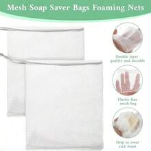1/5/10pcs Soap Net Bags, Exfoliating Mesh Soap Storage Bags With Drawstring, Easy To Store, Suitable For Bathing & Cleansing, White Soap Bag,Soap Holder. - Multicolor - View 8