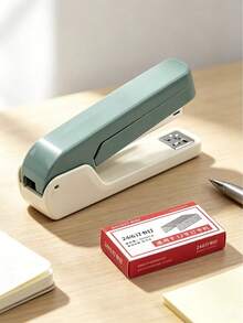 360° Rotatable Macaron Two-Tone Stapler With 24/6 Standard Staples, Random Color, Labor-Saving Portable Binding Machine, Durable Stationery For Notebook Paper Office Back To School Season Use - A - View 1