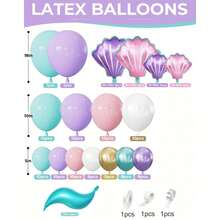 Mermaid Balloon Arch Set, 125 Pink, Purple And Blue Balloons | Mermaid Tail And Shell Foil Balloons, Paired With Pearl White Balloons, Perfect For Ocean Theme Party, Birthday Party, Gender Reveal Party And Baby Shower Decoration. - View 7
