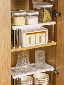 1 paquete Estante de almacenamiento retráctil para cocina, estante de almacenamiento desmontable y expandible, organizador multifuncional debajo del fregadero, divisor de gabinete, estante de almacenamiento para armario, estante de baño, estante ajustable compacto que ahorra espacio, adecuado para cocina, sala de estar, - Multicolor - Ver 11