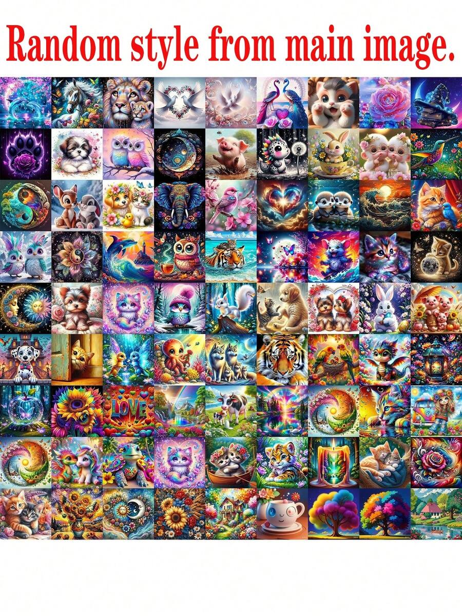 10/20/30pcs DIY Diamond Painting Kits, Suitable For Beginners, Small Size Diamond Painting, Full Drill Cartoon Animal & Landscape Pattern, Home Decoration, 20x20cm/8x8inch Random Pattern Displayed In Main Image