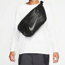 Nike Large Capacity Portable Adjustable Reflective Shoulder Crossbody Bag Waist Pack Unisex Couple Style Black - Black - View 6