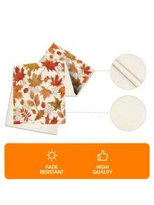 1Pc Full Print Mixed Maple Leaf Table Runner Warm Fall Autumn Polyester Table Cover For Thanksgiving Farmhouse Home - Orange - View 7
