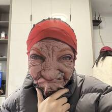 Funny Realistic Old Lady Mask, Humorous Wrinkled Woman Mask, Adult Party Prank, Scary Halloween Cosplay Prop, Comedy Short Video Performance Accessory - Multicolor - View 6