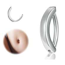 1pc Smooth Navel Ring, Versatile Daily Belly Piercing Jewelry - Multicolor - View 3