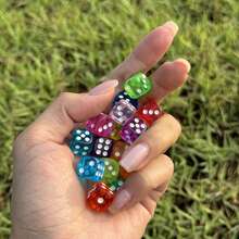 Round Edge Crystal Clear Candy Color Series Acrylic 12mm Tabletop Game Party Gift Multi-Purpose Dice 20pcs Random Color Set - Multicolor - View 5