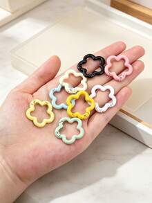 12/34pcs Random Color Mixed Heart, Flower, Donut, Cat And More Styles Painted Candy Color Spring Clasp Open Ring Keychain Pendant, Suitable For DIY Handmade Decoration Crafts, Bag Hook - Random Color Mixing - View 9