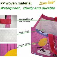 6 Pack Reusable Grocery Bags Foldable Large Reusable Shopping Bags, Supermarket, Picnic, Beach Home Storage - Pink Black - View 6