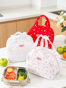 1pc Floral Pattern Insulated Lunch Bag, Soft Touch, Aluminum Foil Lining, Heat-Proof & Waterproof, Large Capacity Portable Handbag - Multicolor - View 5