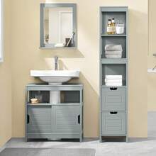 FRG128 Unterbau-Schrank Badezimmerschrank mit Fußkissen - Grau - Frg128-ii - Übersicht 3