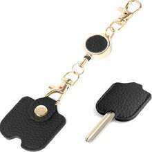 Women's Retractable Key Chain, PU Leather Stretchable Key Chain, 30cm Stretch Length, Anti-Loss Key Holder, With Gold Metal Buckle, Cute Portable Key Ring, Suitable For ID Badge, Car Keys, 4 Colors Available - Multi-color - View 8