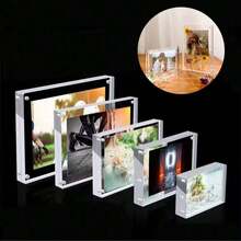 Minimalist Multi-Functional Refrigerator Magnets & Decorative Stickers, Valentine's Day, Wedding, Birthday, Photo Frame, Acrylic Magnetic Refrigerator Photo Frame, Acrylic Photo Frame, Double-Sided Photo Refrigerator Magnet Frame, Transparent Photo Display Frame - Transparent - View 5