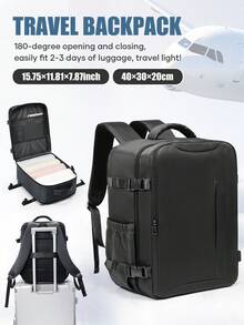 180° Open Unisex Travel Backpack, Aviation Certified Large Capacity Overnight Flight Backpack, Waterproof Multi-Compartment Laptop Backpack With Luggage Strap, Fits 15.6" Laptop, Spacious Weekend Bag For 2-3 Days Business Flight Vacation Travel - Multicolor - View 7