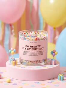 1件裝「It's Your Birthday」香氛蠟燭，附彩色珠飾，大豆蠟，玻璃罐裝，室內使用，適合生日慶祝與特殊場合，生日蠟燭 - 多樣化香型 - 查看 2