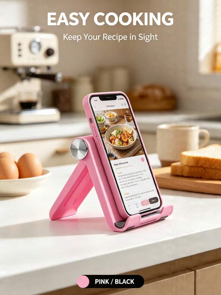 2pcs/Set Phone Stand, Office Desk Accessories, Desktop Accessories, Phone Holder, Suction Cup Mount, Phone Holder, Back To School, Suitable For Home Office, Study, Travel, Dorm, Desktop, Solid Color - B - View 1