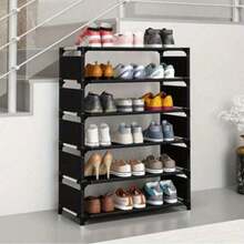 1pc Multi-Layer Plastic Shoe Rack, Freestanding Shoe Storage Rack, Easy To Assemble, Large Capacity, Suitable For Entryway, Hallway, Bedroom, Bathroom, Living Room - Black - View 1