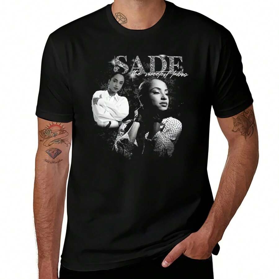 Sade Singer Vintage Black And White T-Shirt Street Art Print Tee Shirt - 款式 - 查看 1