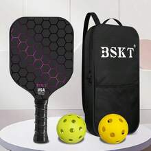BSKT 1 Set Thickened Honeycomb Fiberglass Professional Pickleball Paddle Full Set, High-Intensity For Club League And Intensive Training, Advanced Sports Participants, High-Resilience Thickened Fiberglass Paddle Face, Wide Honeycomb Shock-Absorbing Core, Full-Wrap Cushioned Non-Slip Sweat-Absorbing Grip, Anti-Collision Thickened Paddle Edge, Stable Ball Control With Powerful Hits And No Deviation, Smooth Rebound Of Fiberglass Material, Dry Grip During Long-Term Competition, Surface Resistant To Frequent Bumps And Wear - Multiple Styles - View 20