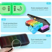 Portable Weekly Pill Organizer, Medication Storage Box, Clear Sun And Moon Icons To Prevent Missed Doses, Compact Pill Box, Easy Open And Close Design, Waterproof And Moisture-Proof, Suitable For Travel, Office And Christmas Gift - one-size - View 8