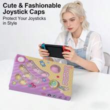 1 Set Cute Pink Star Candy Design Thumb Joystick Caps, Silicone Non-Slip Joystick Covers, Decorative Protective Covers, Compatible With Switch OLED Game Console Accessories - View 1