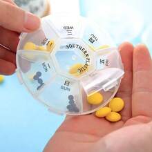 Round Portable Pill Box, Medication Planner, Small 7-Day Weekly Travel Container, Medicine, Vitamin Holder, Pill Storage Box, Pill Dispenser, Daily Organization And Reminder - View 3
