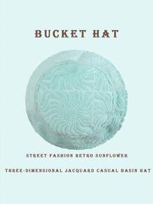 1pc Sun Wave Casual Street Style Polyester Shell Jacquard Decor Bucket Hat, Geometric 3D Pattern, Spring Summer Autumn Winter - Vintage Sunflower - View 3