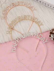 Happy Birthday Headband With Sparkling Rhinestone Letters, Funny Party Hair Accessory For Adults, Suitable For Scene Decoration And Atmospheric Photo Props - Multicolor - View 6