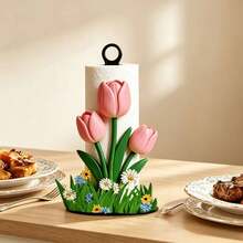 2D Flat Kitchen Towel Rack - 1 Beautiful Tulip Shaped Kitchen Towel Rack, Elegant And Beautiful Desktop Paper Towel Holder For Storage. Does Not Include Towels Or Fabric Storage Rack. Fun Gift. - Multicolor - View 4