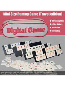XISIYUJZ 106-Piece Rummy Game, Rummy Tile Set Travel Game, Durable Colors, With Aluminum Storage Box And 4 Non-Slip Durable Trays, 2-4 Players - Multicolor - View 1