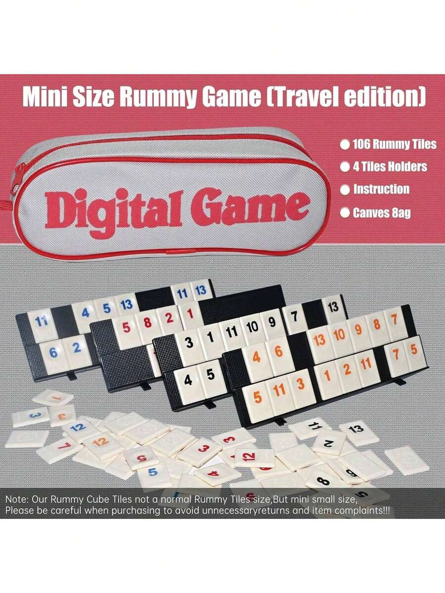 XISIYUJZ 106-Piece Rummy Game, Rummy Tile Set Travel Game, Durable Colors, With Aluminum Storage Box And 4 Non-Slip Durable Trays, 2-4 Players - Multicolor - View 1