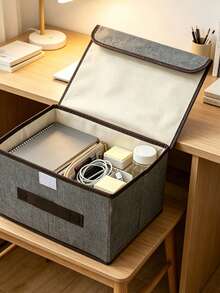2pcs/1pc Foldable Storage Box, Portable Organizer For Clothes, Underwear, Socks And Other Items, Dust-Proof And Moisture-Proof Closet Storage Device, Wardrobe Organizer, Vanity Organizer, Dormitory Clothes, Toys, Books, Snacks And Miscellaneous Storage Tool, Linen Foldable Storage Container, Multi-Functional Home Storage Box, Clothes Organizer - Multicolor - View 8