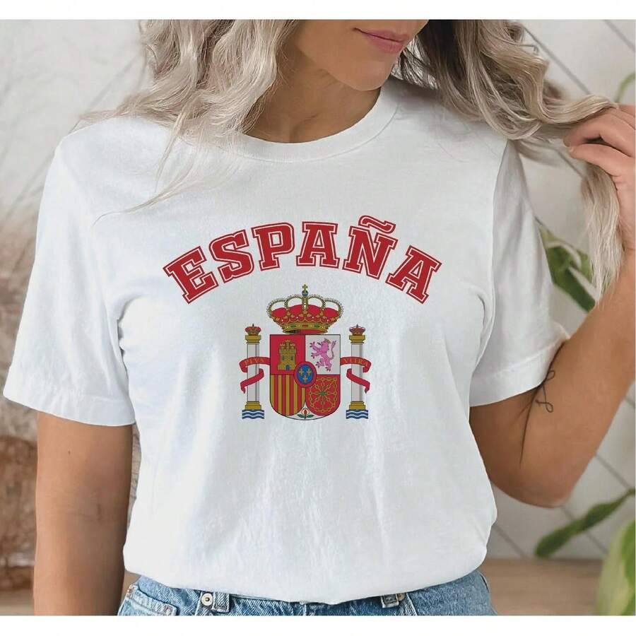 Damen T-Shirt, England London Reise Grafik, UK Flagge College Stil Lässig Urlaub Souvenir T-Shirt Unisex - Weiss - Übersicht 1