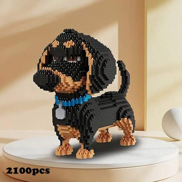 Dachshund 3D Miniature Puzzle Building Blocks Set, 2100 Pieces Animal Toy, Mini Particle Building Blocks Set, Birthday Gift, (Assembly Is Challenging), Not Recommended For Clumsy Hands.