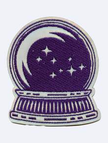 1pc Magic Crystal Ball Patch Moon Stars Mystical Embroidered Iron On - Multicolor - View 1