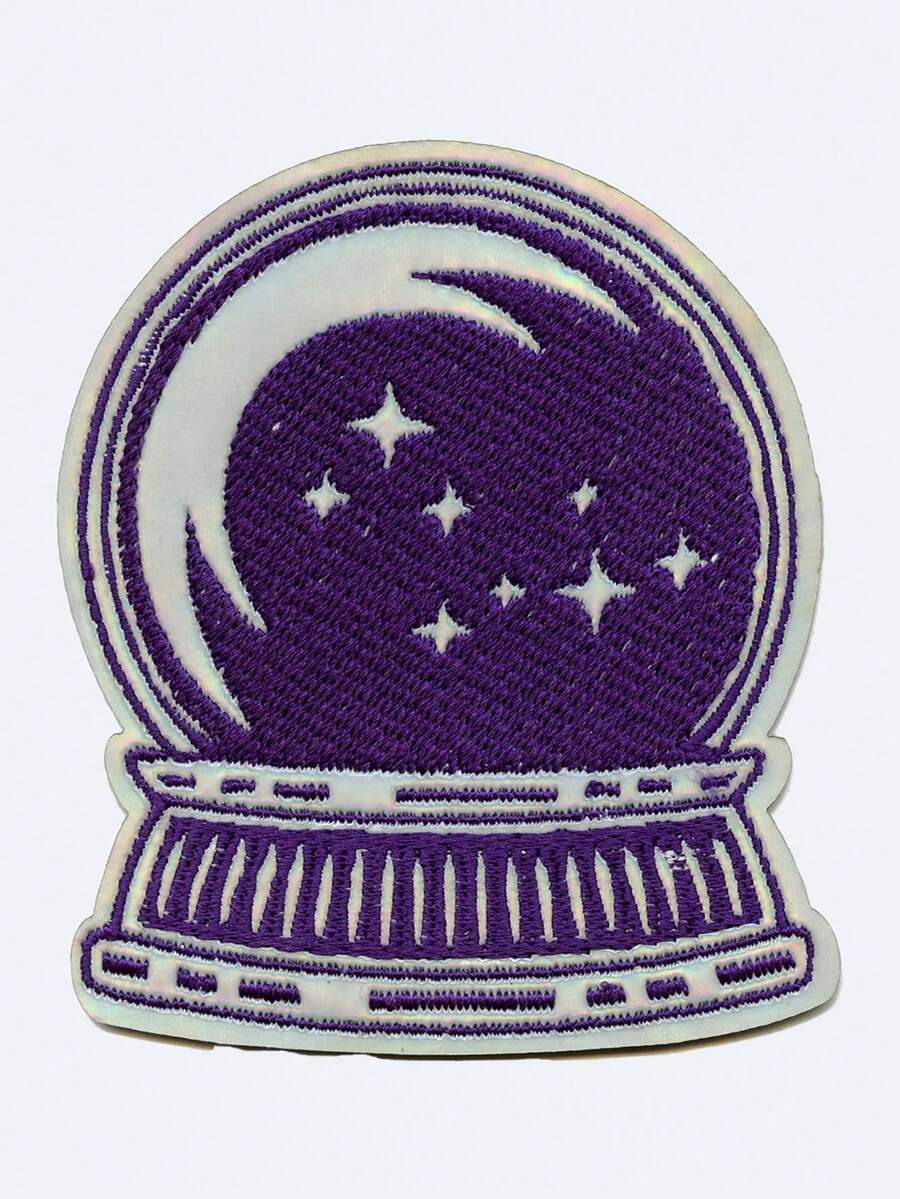 1pc Magic Crystal Ball Patch Moon Stars Mystical Embroidered Iron On - Multicolor - View 1