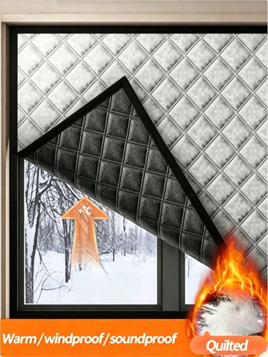 1pc Thermal Insulated Curtain, Windproof & Heat-Insulating, Double-Layer Thickened Fabric, Cold-Proof, Waterproof, Blackout & Sun-Blocking, Sound-Insulating Bedroom Curtain