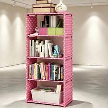 Simple Bookshelf, Student Bookcase, Storage Rack Combination, Reinforced Storage Cabinet, Storage Display Rack, Bookcase - Pink Dots - View 2