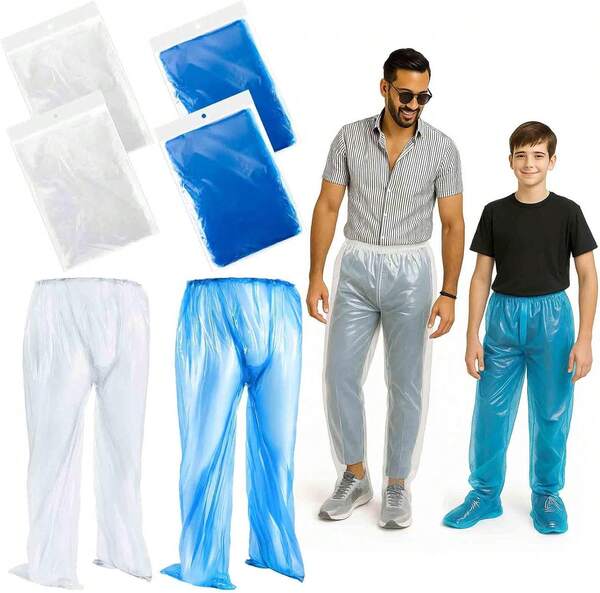 8 Pcs Disposable Rain Pants With Shoe Boot Waterproof Long Pant Boot Covers For Adults Teens Outdoor Cycling Fishing