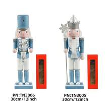 1pc 30CM European Style Glitter Nutcracker King Wooden Craft Ornament, Lotus Wood Cartoon Christmas Decoration Small Gift - one-size - View 5