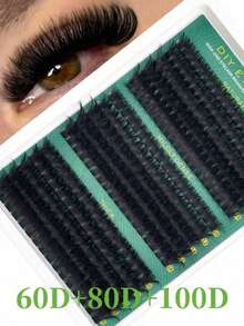 XSJ 270/290/300 Stück 10-16mm D Curl einlagige Cluster Kunstwimpern, 30D-100D gemischte dicke Wimpernverlängerungen, geeignet für Anfänger, tägliches, Feiertags- und Party-Make-up - D - Übersicht 5